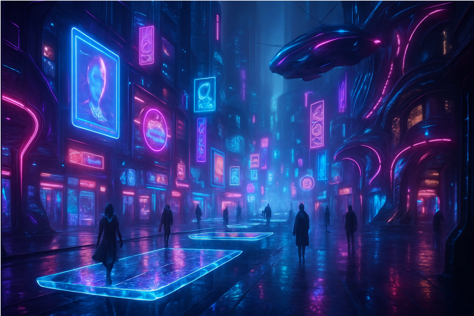 A futuristic reimagined city street